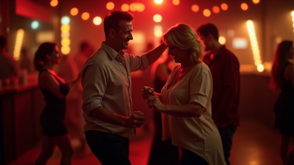 Adults dancing together in a lively dance studio atmosphere