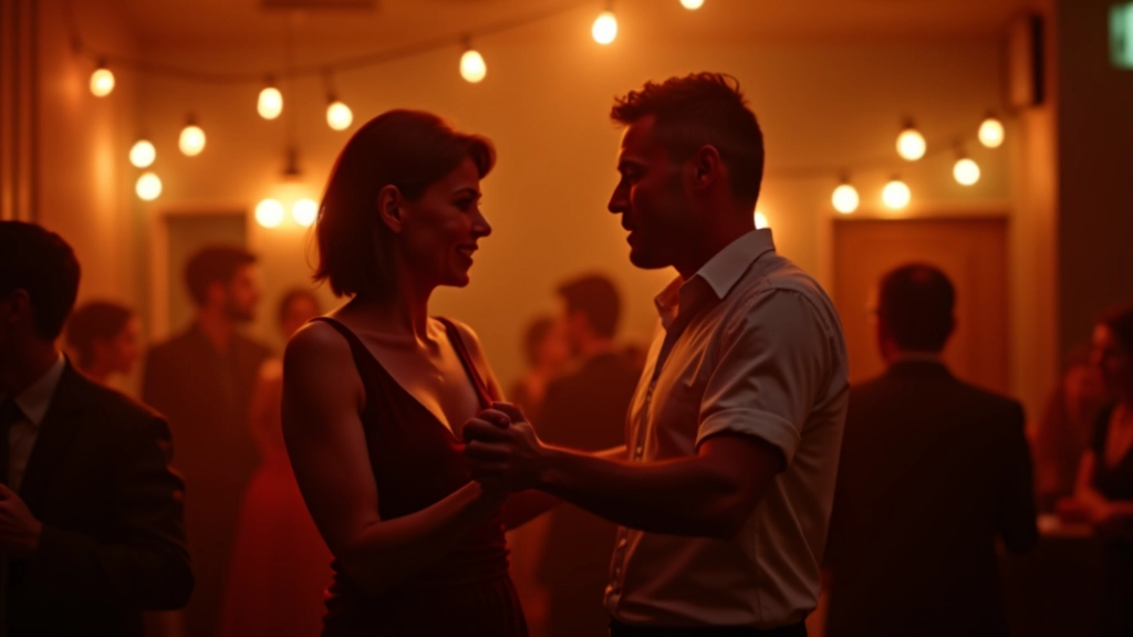 Dance floor in Cork with couples dancing bachata under warm golden lighting in an intimate venue setting